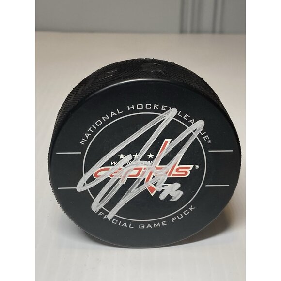 Washington Capitals JOHN CARLSON SIGNED AUTOGRAPHED OFFICIAL NHL HOCKEY PUCK - Picture 1 of 6